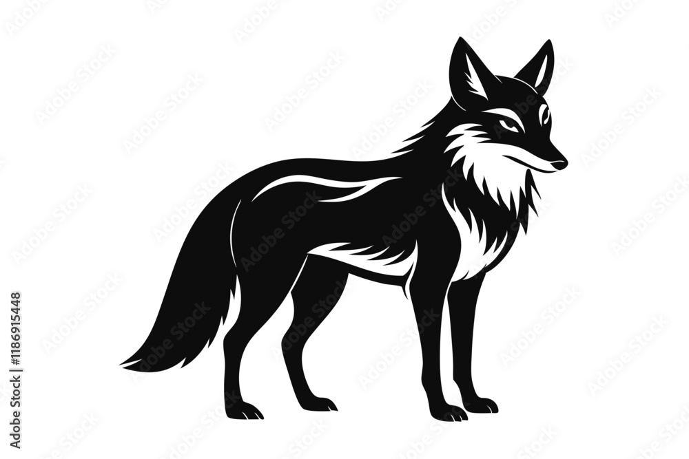 Obraz premium coyote silhouette line art vector illustration with a white background