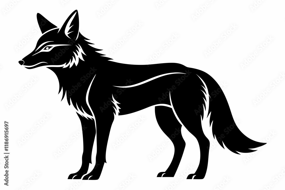 Obraz premium coyote silhouette line art vector illustration with a white background
