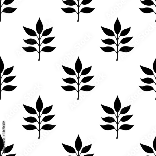 tea leaves pattern background. green leaves vector pattern background. Green tea leaf seamless pattern. silhouette leaf background.