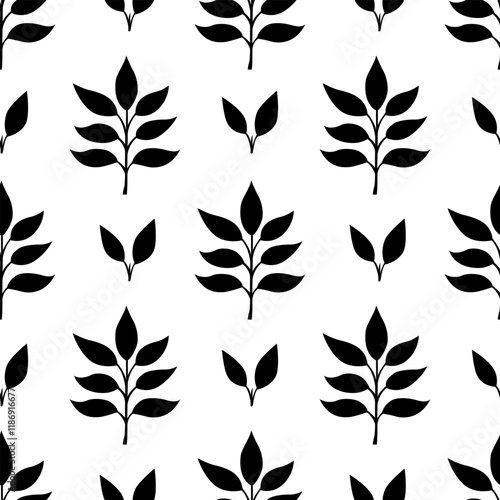 tea leaves pattern background. green leaves vector pattern background. Green tea leaf seamless pattern. silhouette leaf background.