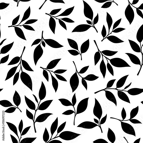 tea leaves pattern background. green leaves vector pattern background. Green tea leaf seamless pattern. silhouette leaf background.
