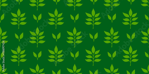 tea leaves pattern background. green leaves vector pattern background. Green tea leaf seamless pattern. silhouette leaf background.