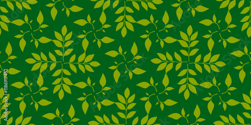 tea leaves pattern background. green leaves vector pattern background. Green tea leaf seamless pattern. silhouette leaf background.