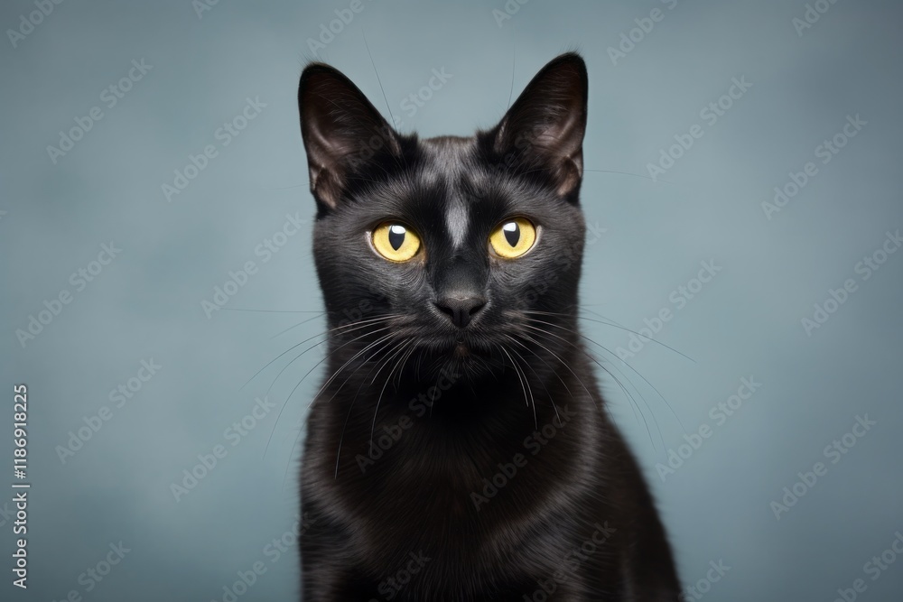 Portrait of a funny bombay cat isolated in soft gray background Portrait of a funny bombay cat isolated in soft gray background