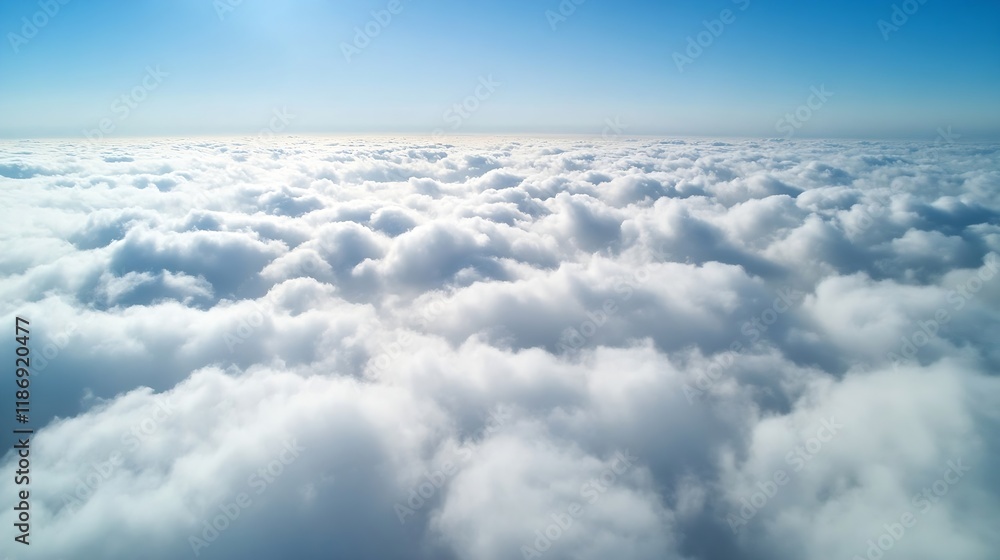 Fototapeta premium Stunning Aerial View of Bright Fluffy Clouds in Blue Sky : Generative AI