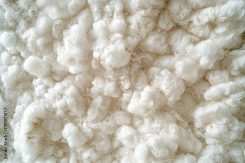 Soft white cotton fibers used for textiles creating a cozy and natural texture in a close-up view photo