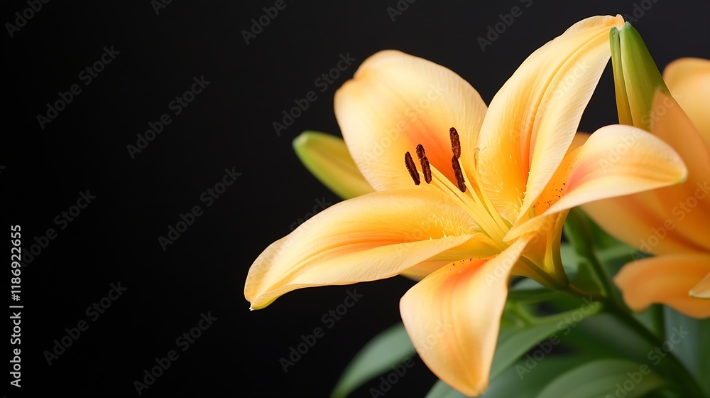 Obraz premium Vibrant Orange Lily Flower CloseUp on Dark Background for Nature Lovers : Generative AI