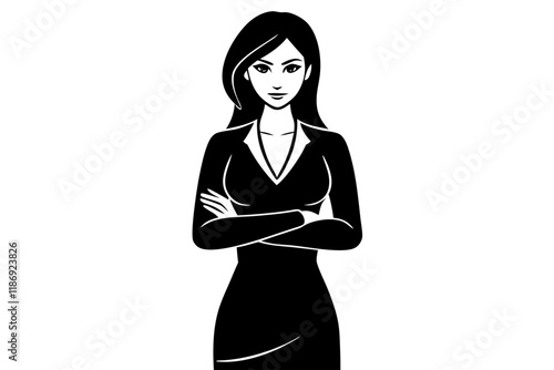 Silhouette of Confident Woman with Arms Crossed, Symbolizing Assertiveness and Self-Assurance