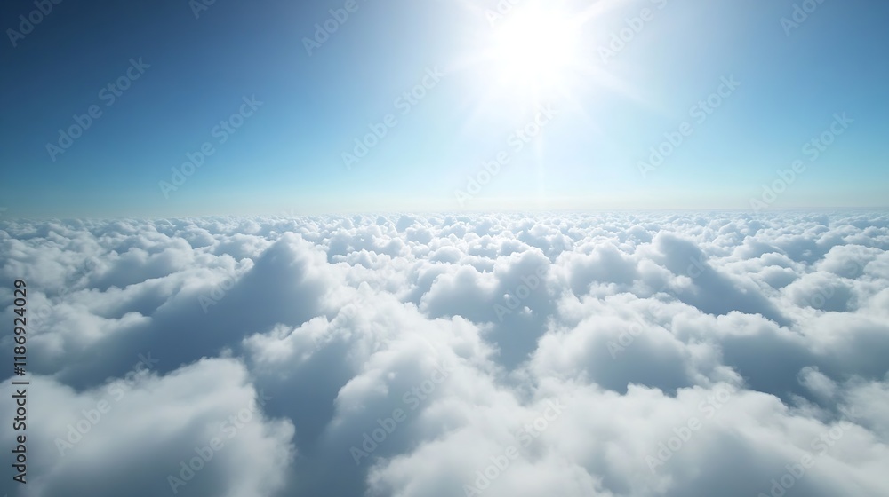 Serene Aerial View of Sunlit Clouds Stretching into the Clear Blue Sky : Generative AI Serene Aerial View of Sunlit Clouds Stretching into the Clear Blue Sky : Generative AI