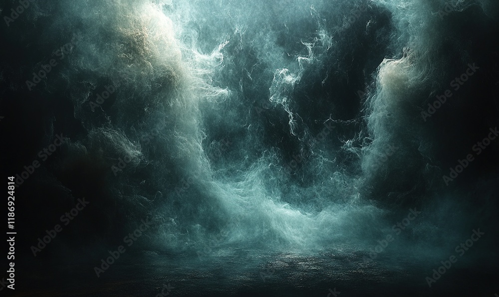 A dramatic depiction of turbulent clouds and mist, evoking a sense of mystery and depth in a dark environment. A dramatic depiction of turbulent clouds and mist, evoking a sense of mystery and depth in a dark environment.