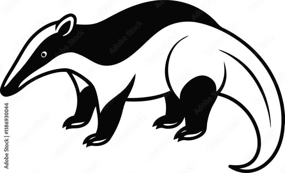 Obraz premium Anteater silhouette vector illustration, Anteater vector art, Anteater line art vector