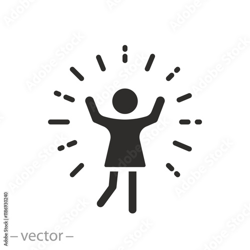 happy lconcept female freedom, ifestyle women icon, young excited woman with positive emotion, success and girl win, flat vector illustration photo