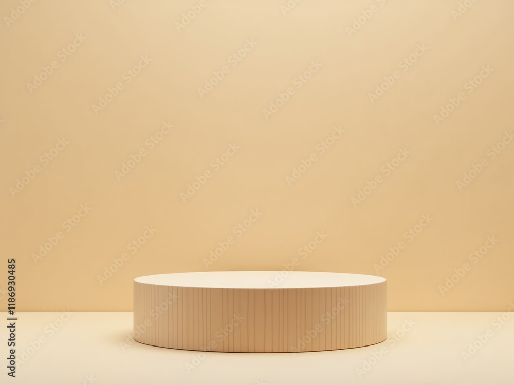 A Minimalist Wooden Podium Sits On A Simple Beige Background, Ideal For Product Presentation In A Clean And Professional Setting. 00003 A Minimalist Wooden Podium Sits On A Simple Beige Background, Ideal For Product Presentation In A Clean And Professional Setting. 00003