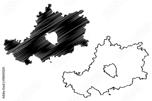 Bamberg district (Federal Republic of Germany, rural district Upper Franconia, Free State of Bavaria) map vector illustration, scribble sketch Bamberg map