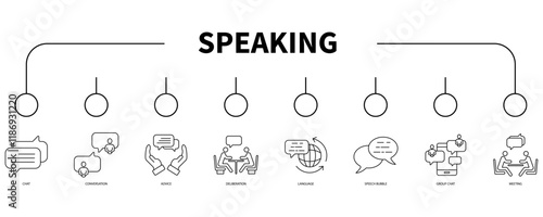 Speaking banner web icon vector illustration concept