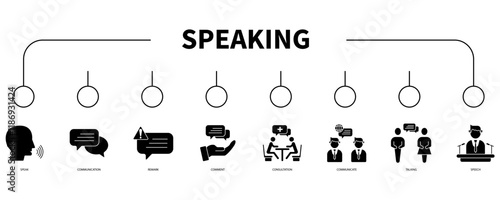 Speaking banner web icon vector illustration concept
