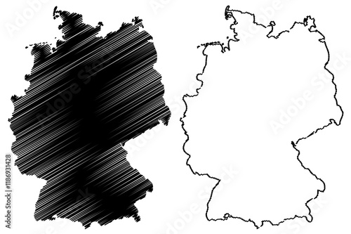 Germany map vector illustration, scribble sketch Germany