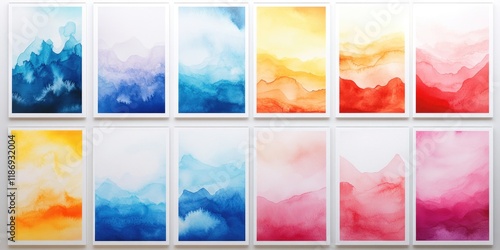 Watercolor paintings on a wall