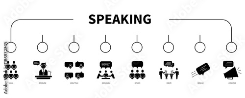 Speaking banner web icon vector illustration concept