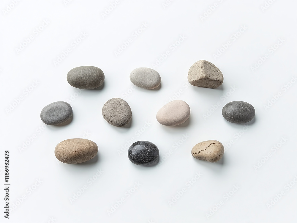 A Minimalist Image Consisting Of Isolated Stones Arranged In A Simple Pattern Against A Plain White Background Is Created With Text. 00002 A Minimalist Image Consisting Of Isolated Stones Arranged In A Simple Pattern Against A Plain White Background Is Created With Text. 00002