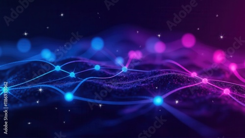 A Vibrant Visualization of an AI Network with Colorful Nodes and Connections Highlighting the Complexity and Beauty of Modern Data Structures