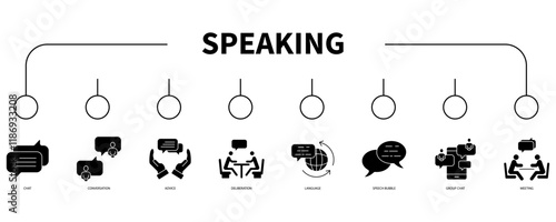 Speaking banner web icon vector illustration concept