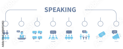 Speaking banner web icon vector illustration concept