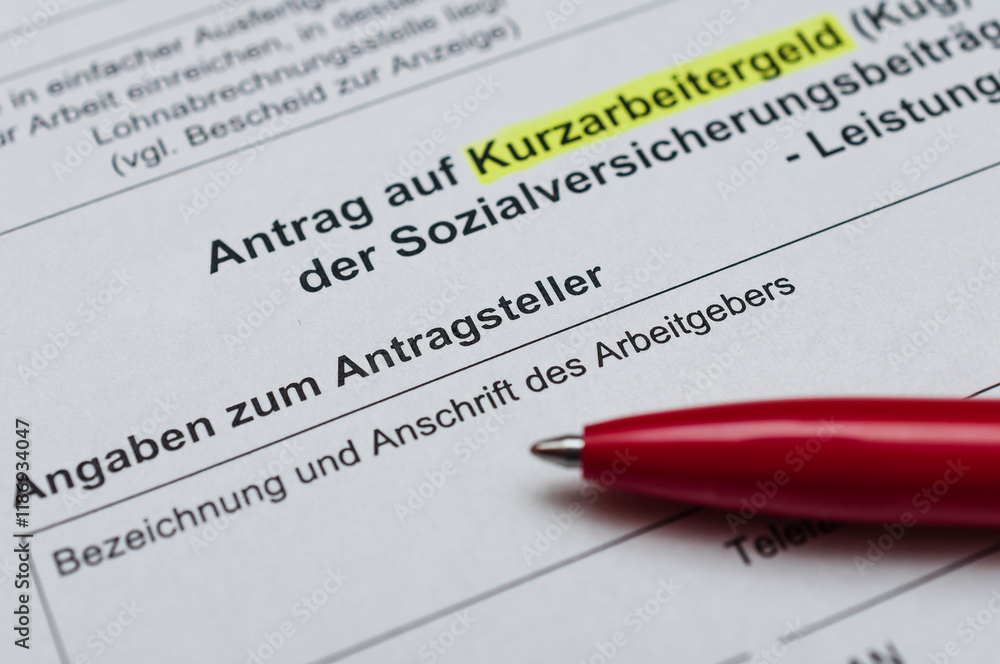 Obraz premium Antrag Arbeitsamt auf Kurzarbeit (KUG) einreichen