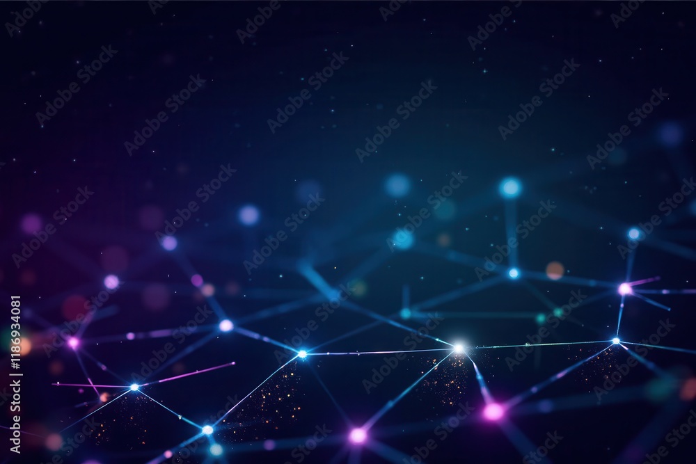 Abstract Digital Network Connections with Bright Points and Lines on a Dark Background Representing Data Flow and Technology Innovation in Modern Communication Systems Abstract Digital Network Connections with Bright Points and Lines on a Dark Background Representing Data Flow and Technology Innovation in Modern Communication Systems