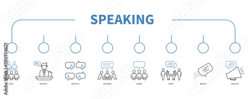 Speaking banner web icon vector illustration concept