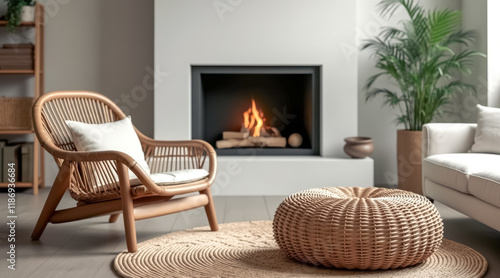 comfortable wicker chair a cozy living room setting