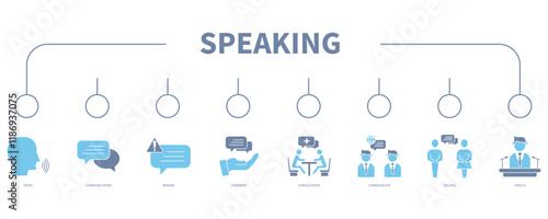 Speaking banner web icon vector illustration concept