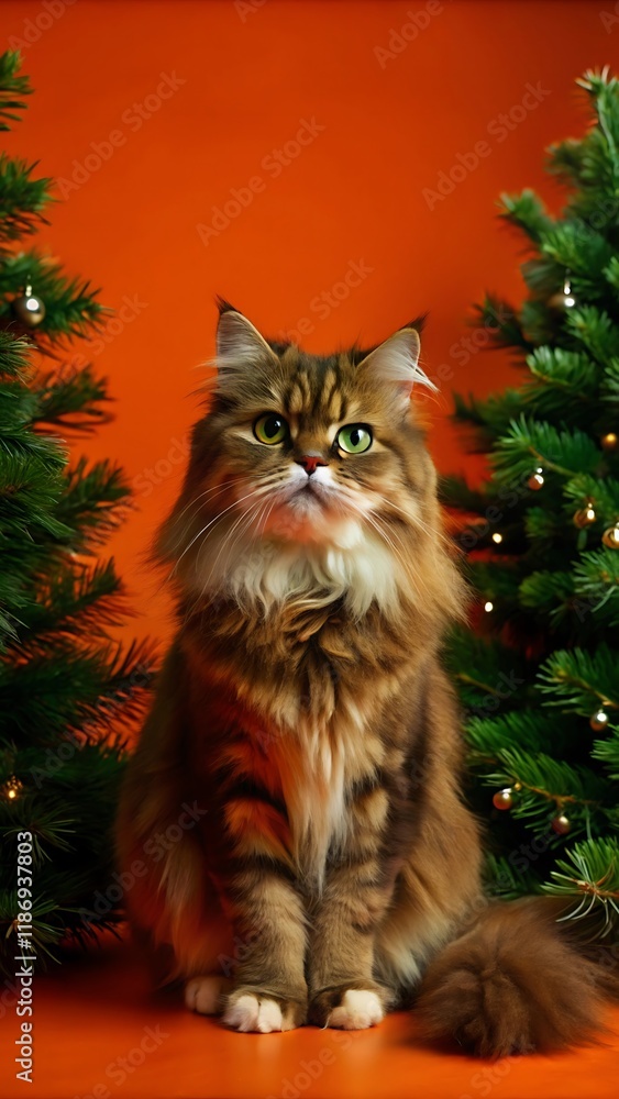 Persian cat sitting on natural forest background Persian cat sitting on natural forest background