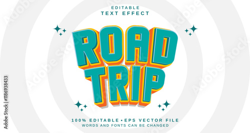 Editable text style effect - Road Trip text style theme.