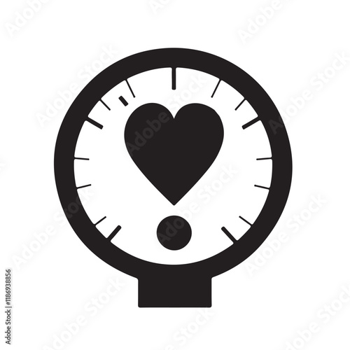 A stylized image of a gauge with a heart shape in the center, symbolizing love or affection