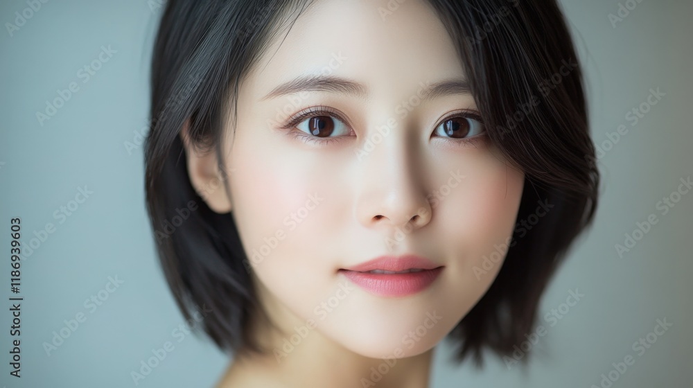 A woman with short hair and a small nose. She is smiling and looking at the camera. The image has a light and cheerful mood A woman with short hair and a small nose. She is smiling and looking at the camera. The image has a light and cheerful mood