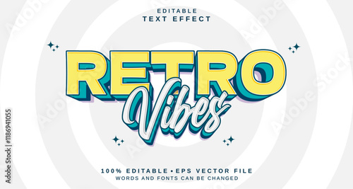 Editable text style effect - Retro Vibes text style theme.