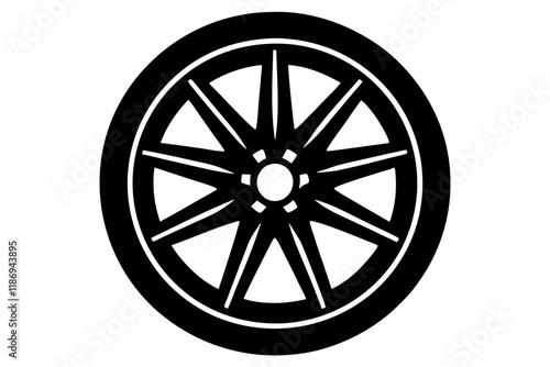 Car Wheel Icon Silhouette Vector Illustration - Automotive SVG Graphic