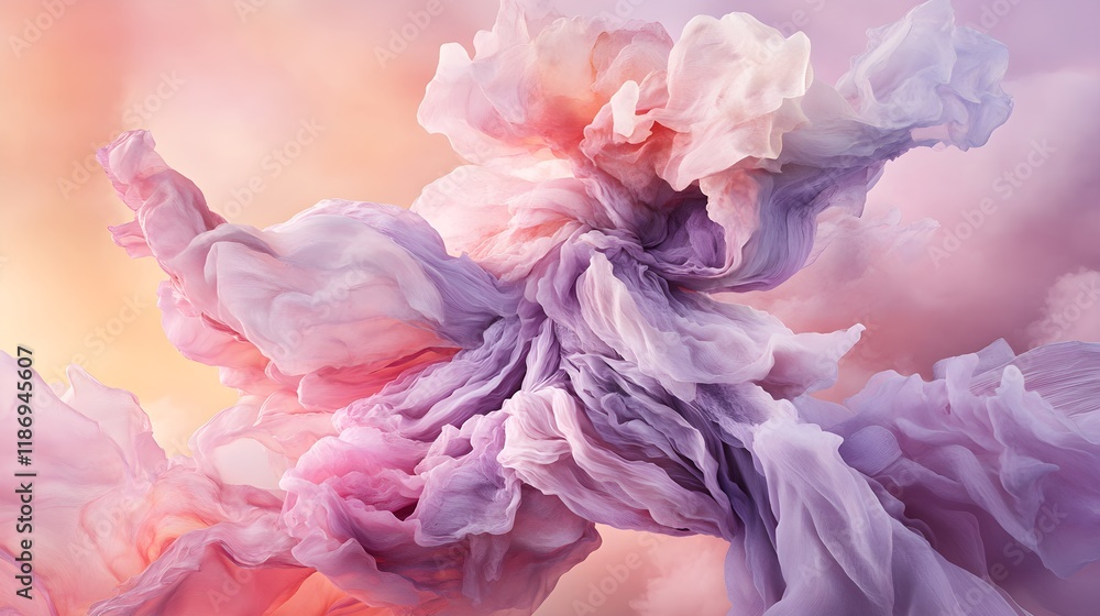 Fototapeta premium Elegant Soft Pink and Purple Waves in a Photorealistic Gradient