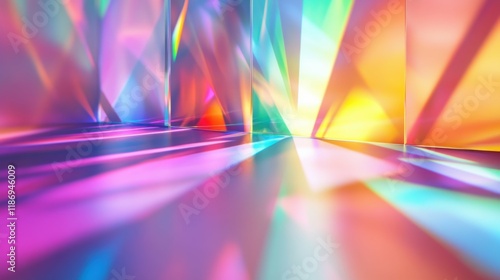 Fototapeta Naklejka Na Ścianę i Meble -  prism reflecting colorful light spectrum on smooth surface, vibrant and artistic design, futuristic and dynamic composition