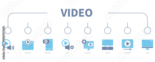 Video banner web icon vector illustration concept