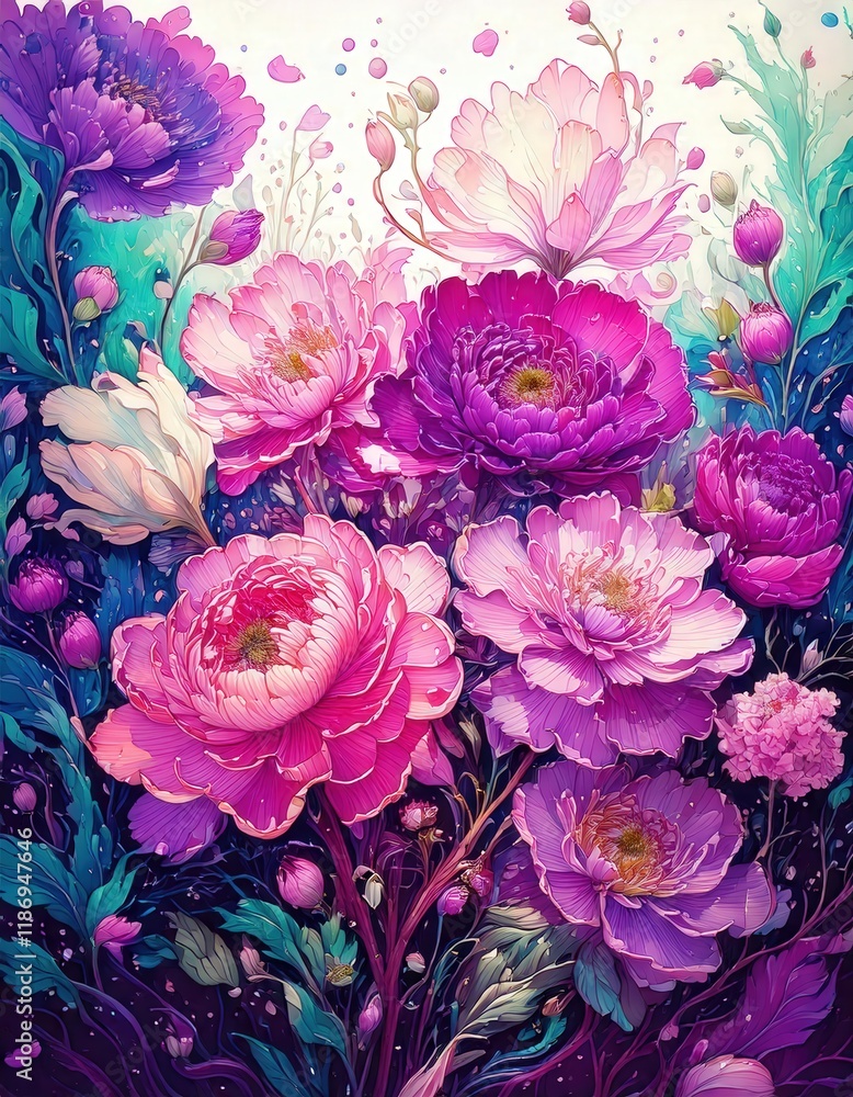 Obraz premium 花柄装飾, 装飾デザイン, 優雅なパターン, ゴールドアート, フローラルモチーフ, スタイライズされた花, クラシック装飾