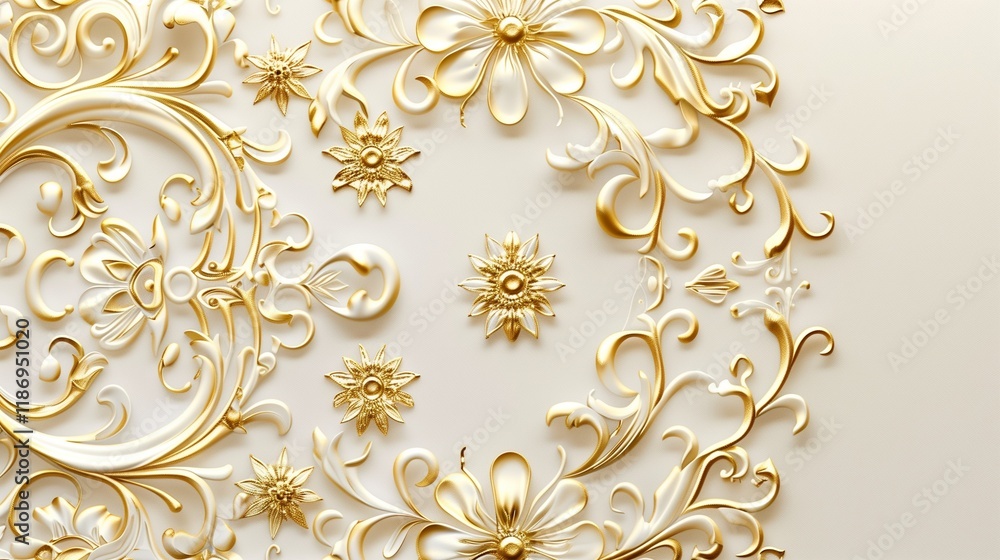 A luxurious Art Deco invitation card with gold embossing and intricate patterns on a white background. A luxurious Art Deco invitation card with gold embossing and intricate patterns on a white background.