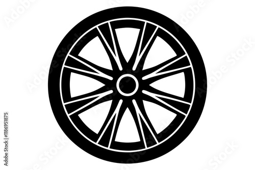 Car Wheel Icon Silhouette Vector Illustration - Automotive Design