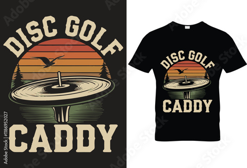 Disc golf caddy for Black t-shirt design