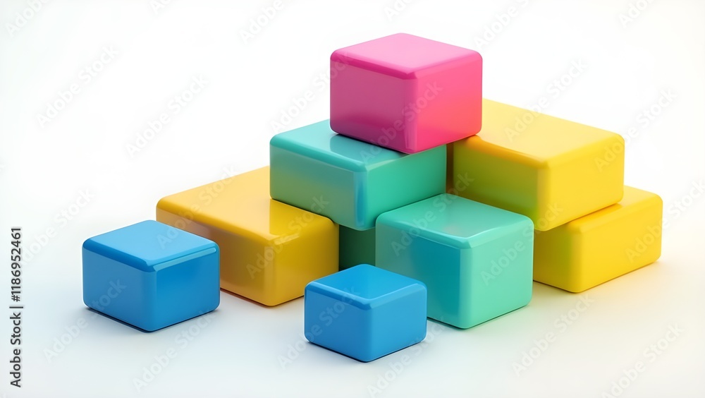 Irregularly shaped blocks of vivid colors in a playful arrangement Irregularly shaped blocks of vivid colors in a playful arrangement