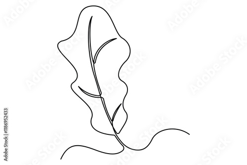 Continuous single Line Drawing Of a Leaf Editable Stroke outline vector illustration
