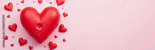 A Heart Shape Made Of Red Hearts Is Positioned In The Center Of A Pink Background Leaving Space To Add Text. 00002