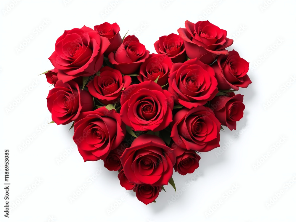 A Heart Made Entirely Out Of Red Roses Is Isolated Against A Clean White Background In A Simple Yet Elegant Design. 00001 A Heart Made Entirely Out Of Red Roses Is Isolated Against A Clean White Background In A Simple Yet Elegant Design. 00001