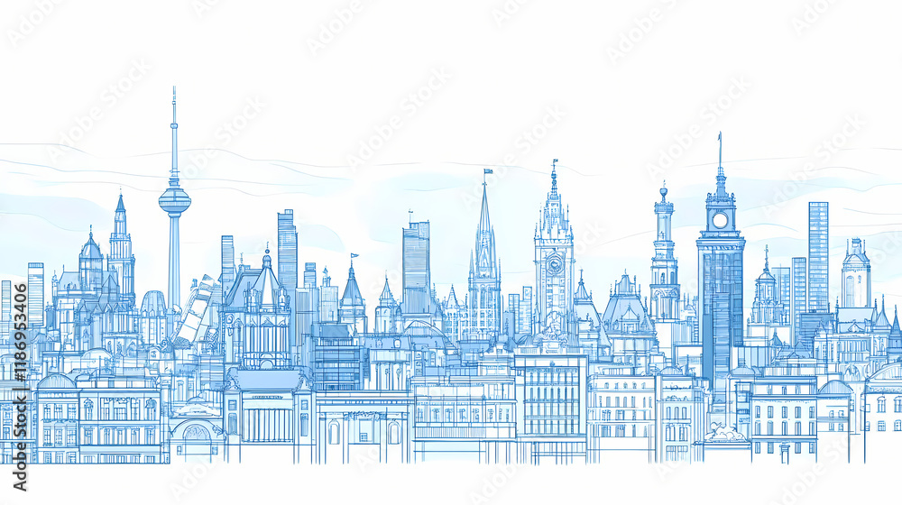 Fototapeta premium line art city skyline